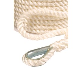 attwood 11734-1 Premium 3-Strand Twisted Nylon Anchor Line with Thimble 3/8-Inch x 100-Feet, White