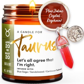 WAX & WIT Taurus Gifts for Women, Zodiac Gifts, Astrology Gifts for Women, Zodiac Candles, Taurus Candle, April Birthday Gifts, May Birthday Gifts for Women, Astrology Candle, Birthday Candle - 9oz
