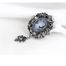 Vintage Gothic Style Rhinestone Crystal Beauty Head Brooch for Women Brooch Pin Anquite Assorted Bouquet