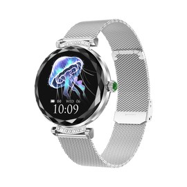 Thafikzi Smart Watches for Women with Blood Pressure/Answer Calls/Heart Rate/Step/Sleep/Multiple Sport Modes /IP68 Waterproof，1.19" Fitness Tracker Smartwatch for iOS Android (Silver with Diamonds)