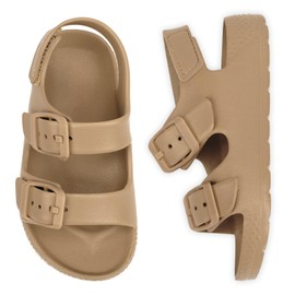 ChayChax - Sandalias de doble hebilla para niños y niñas, con correa trasera ajustable para niños, Caqui, 13 MX Niñito
