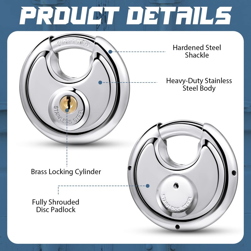 Chumia 16 Pack Padlocks Keyed Alike, Stainless Steel 2-3/4" Wide,