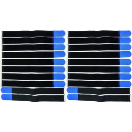 20 x 50 cm x 50 mm Resealable Velcro Cable Ties Blue with Metal Eyelet - Cable Velcro Tape 500 mm Reusable