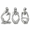 Silver Sculpture 3 Pcs Thinker Statue Set Abstract Sculptures Home