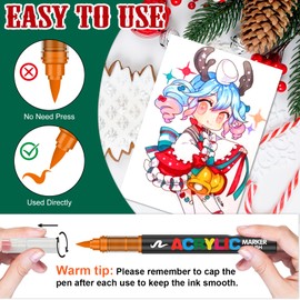 Amamao Acrylic Paint Markers, Soft Brush Tip Pens and Markers, Acrylic Paint Pens for Wood, Stone, Canvas, Glass, Fabric, Egg, Rock Painting and DIY Crafts Art Supplies (36)