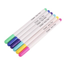 Moonlove Air/Water Erasable Fabric Marker Pen for Embroidery Tailoring Dressmaking Sewing Quilting Automatic Vanishing Marker Pen for Fabric Cloth, Pack of 6(Red+Blue+Green+Yellow+Purple+Deep Blue)