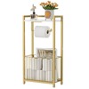 Toilet Paper Holder with Storage Shelf - Freestanding Roll Dispenser