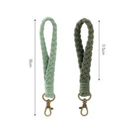 HXSYKJDM Pack of 3 Boho Braided Keyring, Macrame Key Chain, Wrist Lanyard, Bracelet Lanyard, Green, light green, grey, 18