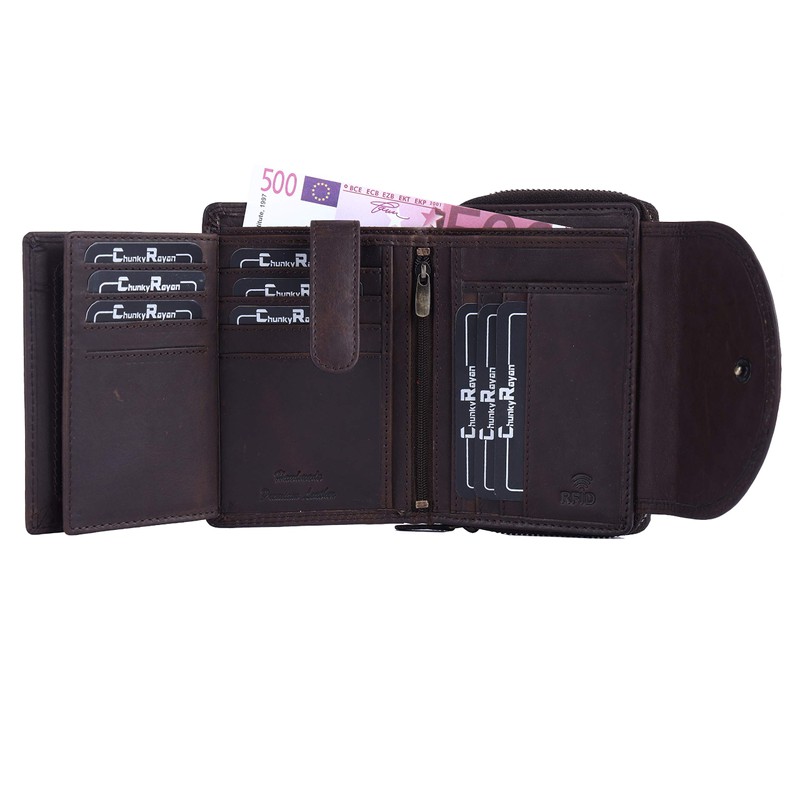 Chunkyrayan Genuine Leather Women's Purse, High-Quality, Vintage, RFID Protection, Includes