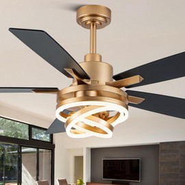 Oaks Aura 52 Inch Chandelier Ceiling Fans with Lights and Remote Control,6 Wind Speeds,3 Lighting Colors Optional,DC Motor,DIY Rings LED,Ceiling Fan for Living Room/Dining Room/Bedroom/Kitchen