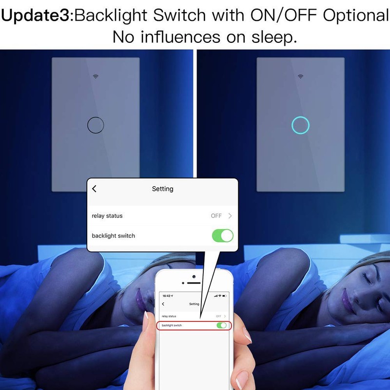 MoesGo WiFi Smart Wall Light Switch,Glass Panel, Multi-Control(3 Way), 2.4GHz