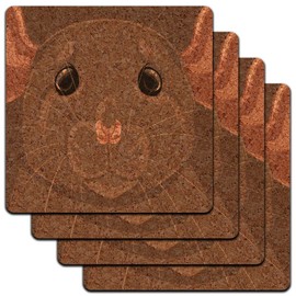 Dumbo Rat Pet Mouse Rodent Low Profile Cork Coaster Set
