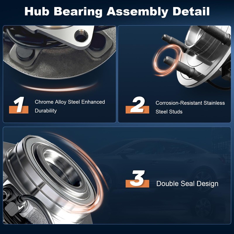 Uni-Links 515151 Front Wheel Bearing Hub Assembly Compatible with Ram