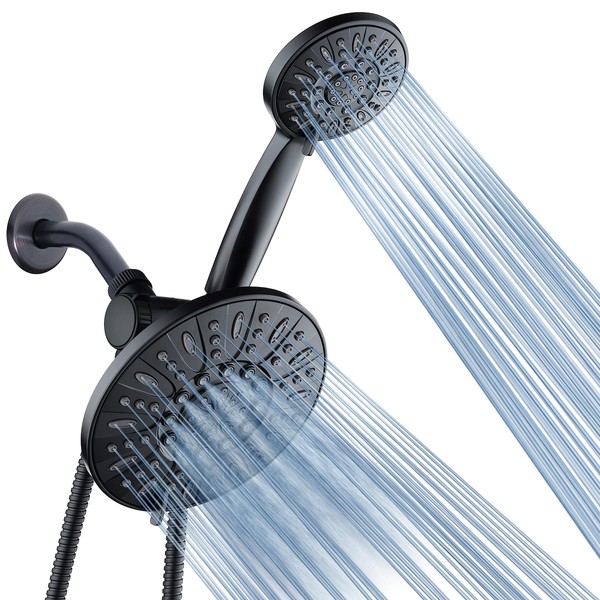 AquaDance 7" Premium High Pressure 3-Way Rainfall Combo for The Best of Both Worlds - Enjoy Luxurious Rain Showerhead and 6-Setting Hand Held Shower Separately or Together - Matte Black Finish