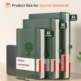 Notebook B5 Lined Journal - Hardcover Leather Journal with 320 Pages 100gsm Thick Paper, College Ruled Journal Notebook for Women Men Writing School Office 19 x 25 cm Dark Green