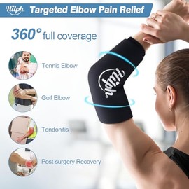 Hilph Hilph Elbow Ice Pack for Tendonitis, Wearable Cold Compression Sleeve for Tennis Elbow & Golfers Arm Ice Pack Wrap for Sport Injuries, Ice Gel Wrap for Knee Calf Elbow - M