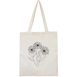 XINGNIAO Canvas Floral Botanical Tote Bag for Women Teacher, Reusable Grocery Bags, Cute Cat Tote Bags Aesthetic for Shopping