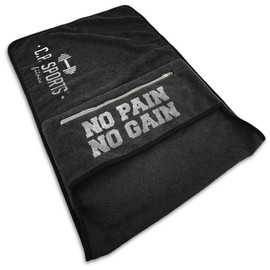 C.P. Sports Fitness Towel Microfibre | Fixation + Bag with Zip | Gym Training | Extra Soft, Washable, Long & Large | for Men and Women | Dark Grey