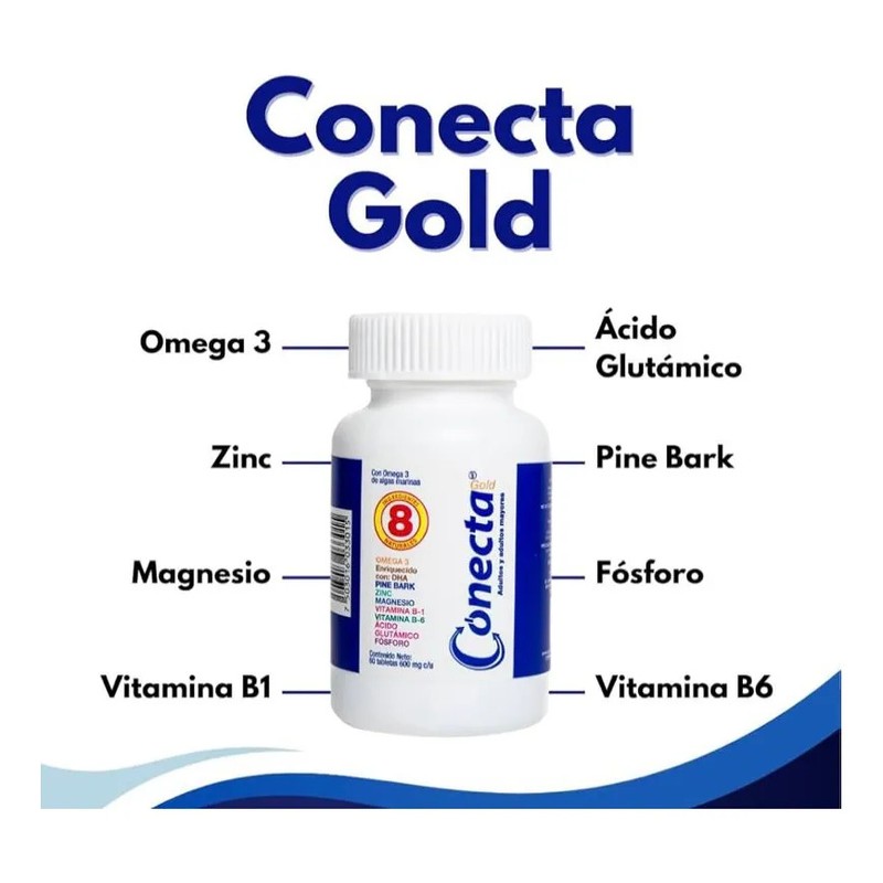 Conecta Gold, Vitaminas Para Adultos, Sistema Inmune,60 Tabs