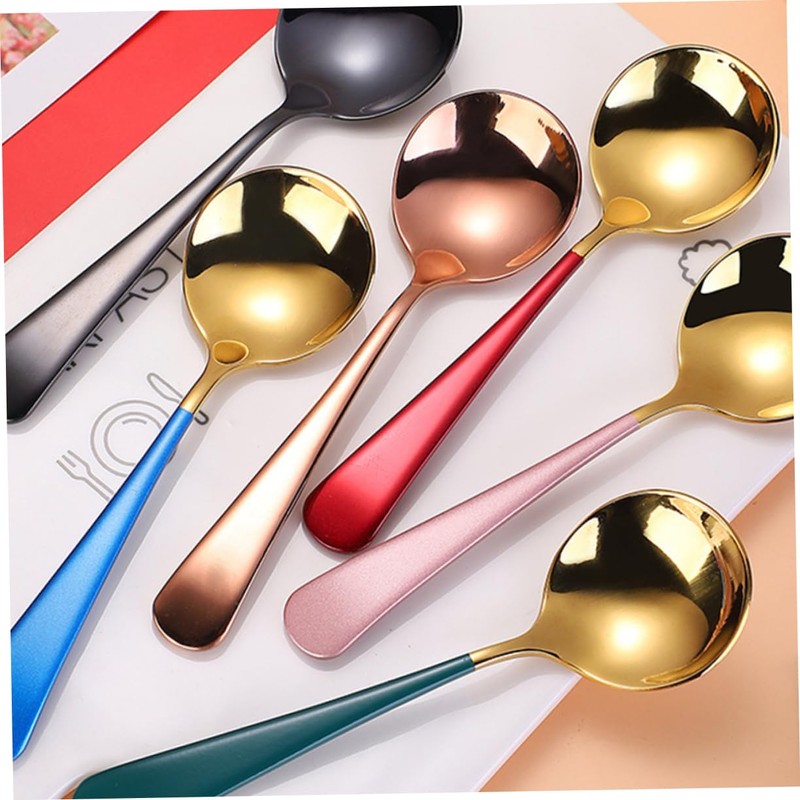 LIFKOME Round Spoons Ergonomic Soup Dessert and Fruit Scoops Resistant