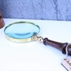 Antique Look 4" Magnifying Glass Brass & Wooden Handle