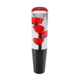 Motoforti Universal Rose Flower Car Gear Shift Knob, Manual Automatic Stick Gear Shifter Knob, 19cm, Acrylic, Red, 1 Set