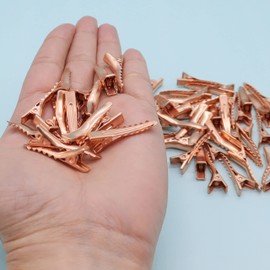 Fun-Weevz 100 Hair Clips for Bows, 1.25 Inch Copper and Silver Metal Alligator Pins with Teeth for Girls Hairdressing Salon, DIY Accessories Hairpins for Women