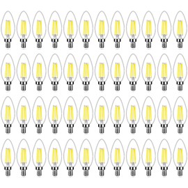 48-Pack Dimmable E12 LED Candelabra Bulbs 40Watt Equivalent, 5000K Daylight White, 450Lumens, 4W B11 Vintage Chandelier Light Bulbs, LED Filament Clear Glass Candle Lamp for Ceiling Fan Home Decor