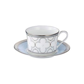 Noritake T93686/4957 Noritake Cup & Saucer (For Both Coffee and Tea), Approx. 8.6 fl oz (245 cc), Trefolio Platinum, 1 Guest, Platinum Bone China