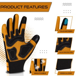 SAWANS Leather Gardening Working Gloves Garden Thorn Proof Breathable Construction Flexible Mechanic for Work Mens Women Utility Safety Gloves Rigger Driving Electrician Multipurpose (Yellow, L)
