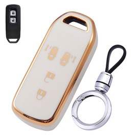 [LETINGFAR] キーケース ホンダ用 スマートキーケース キーカバー キーホルダー 柔らかい TPU素材 4ボタン ホンダ専用設計 新型NBOX NBOXカスタム N-BOX+ Nワゴン N-WGN カスタム N-ONE N-BOX SLASH スラッシュ N-VAN 等に適用キーケース (ホワイト-4ボタン（キーホルダー付き）)