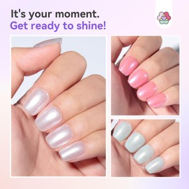 SAVILAND Color Artistry Nail Polish Set: Quick Dry Mermaid Nail Polish 6-Color Pearl Pink Blue White Nail Lacquer Polish Kit 12-Free with Castor Oil Sheer Color Nail Art DIY Manicure Aurora Nail