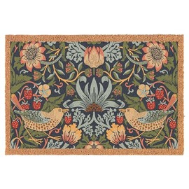 Coir Doormat Front Door Mat New Home Closing Housewarming Gift Blue Strawberry Birds Floral Flowers (30" x 18" Standard)