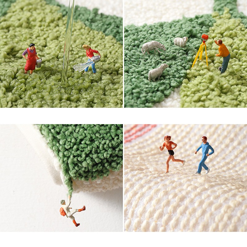 Bathroom Mat Anti Slip Thick Soft Quick Dry Green Polyester