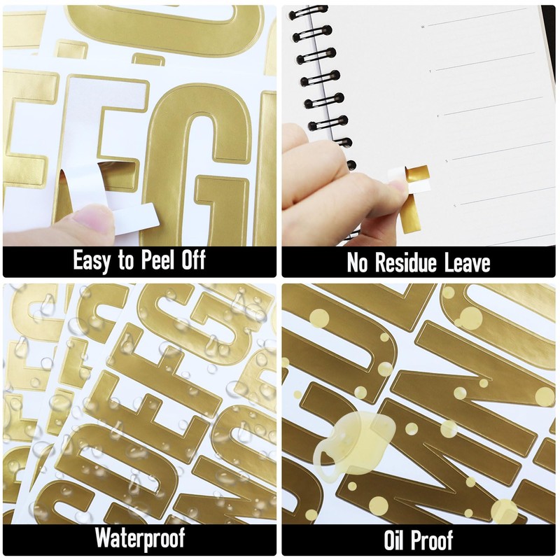 CMBBZZY 2 INCH Capital Letter Stickers, Gold Alphabet Stickers for
