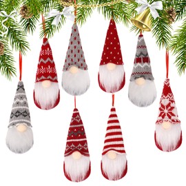 8 pcs Christmas Gnomes Hanging Ornaments Dolls Gnome Handmade Santa Elves Christmas Tree Hanging Decor for Christmas DIY Crafts Christmas Holiday Party Decorations