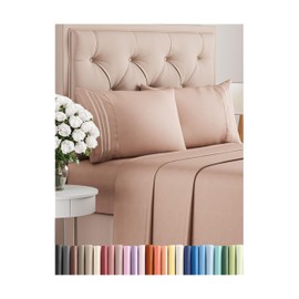 Cal King Size 4 Piece Sheet Set - Comfy Breathable & Cooling Bed Sheets Set - Hotel Luxury Bedding for Women, Men, Kids, Teens, Boys & Girls - Deep Pockets, Ultra-Soft, Wrinkle Free - Oeko-Tex - Mauve