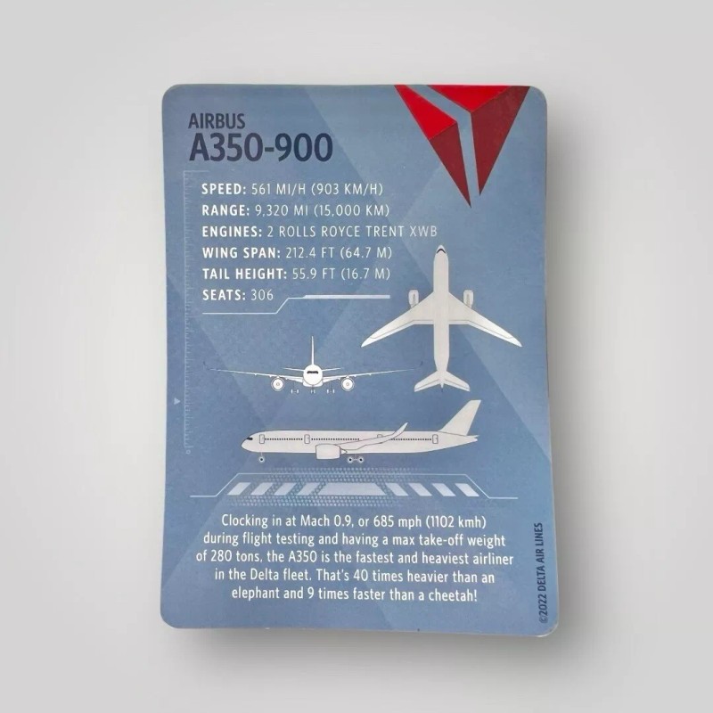 Delta Air Lines Collectible Pilot Trading Card Airbus A350-900 No.60