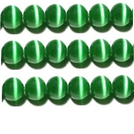 10mm, 8mm & 6mm Cat's Eye Bead Strands Grade A Fiber Optic, 32 Colors to Choose from (8mm, Green)