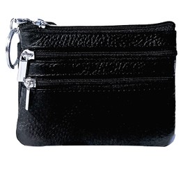 Mini Wallet Genuine Leather Women Small Coin Purse Mini Pouch Change Wallet with Key Ring