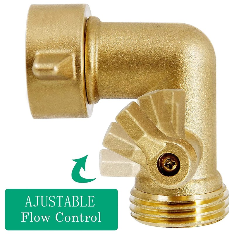 Xiny Tool 90 Degree Garden Hose Adapter with Shut Off
