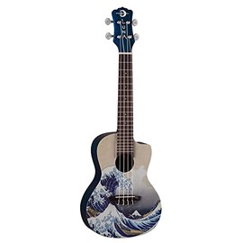 Luna Concert Ukulele with Gig Bag, Great Wave Graphic