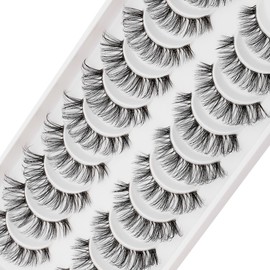 Clear Band False Eyelashes D Curl Russian Stripes False Eyelashes Manga Lashes Natural Looking False Eyelashes That Look Like Individual Clusters Wispy Mink Eye Lashes Pack (DZ7715)