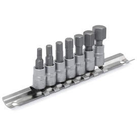 DAKCOS 6pcs Spline Socket Set, M4-M12 for 1/4" Drive, XZN Triple Square Spline Bit Set, S2 Alloy Steel Bit and CR-V Drive Socket