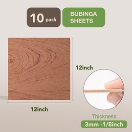 ROBOTIME 10-Pack Bubinga Plywood for Laser Cutting - 12 x 12 x 1/8 Inch Laser Engraving Blanks - Unfinished Wood for Crafts