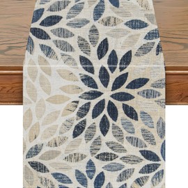 Snycler 13x108 Inch Table Runner Chinoiserie Vintage Style Mountain Spring Summer Table Runner, Seasonal House Trees Luxury Farmhouse Kitchen Dining Table Decoration for Home Party Decor