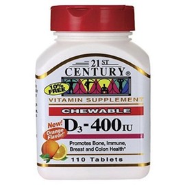 21st Century Vitamin D 400IU Orange Chewable Tablets 110 Count (5 Pack)