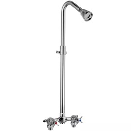 Aolemi Outdoor Shower Kit Wall Mount Adjustable Polished Chrome Exposed Fixture