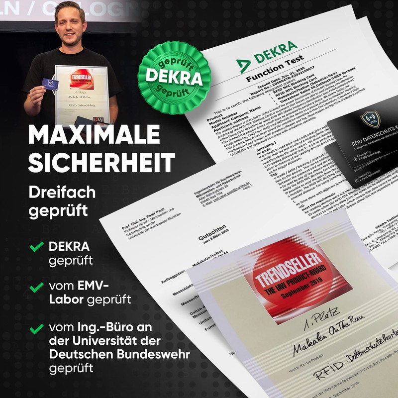 DEKRA + EMV Tested RFID Blocker Card 360° RFID Protection