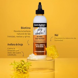 Aunt Jackie's Braid + Twist Collection Dry Clean! Refresco del Cuero Cabelludo Sin Enjuague – Desintoxica e Hidrata el Cuero Cabelludo con Hamamelis, 